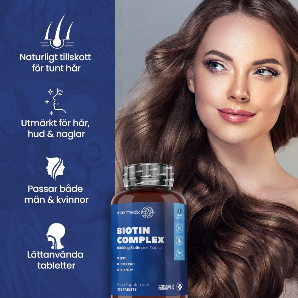 Biotin hår kosttillskott är perfekt för att få finare, fylligare och friskare hår