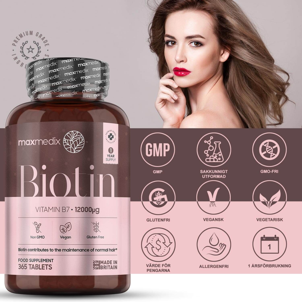 Naturliga ingredienser med vitamin B7 biotin för håret