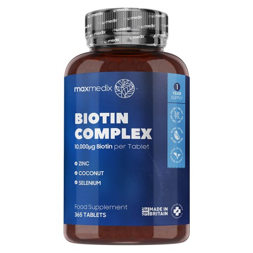 Biotin 10000, 365 tabletter för ett års förbrukning - För hälsosamt hår, hud och naglar