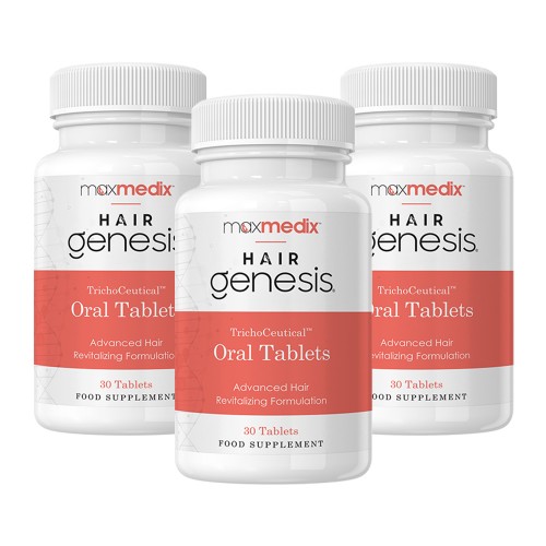 3-Pack - maxmedix HairGenesis Trichoceutical Oral Tablets - Växtextrakt - Stimulerar tunt hår - 30 Tabletter - ShytoBuy