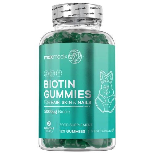 Biotin Gummies för Hår, Hud & Naglar - 60 godisvitaminer - Naturigt Tillskott Med zink och vitaminer