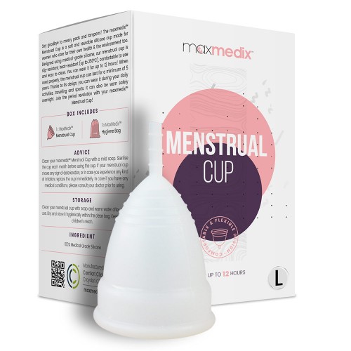 maxmedix Menskopp - BPA fri - Återanvändbar menskopp - 12 timmar läckagefritt skydd - 100% Medicinskt silikon