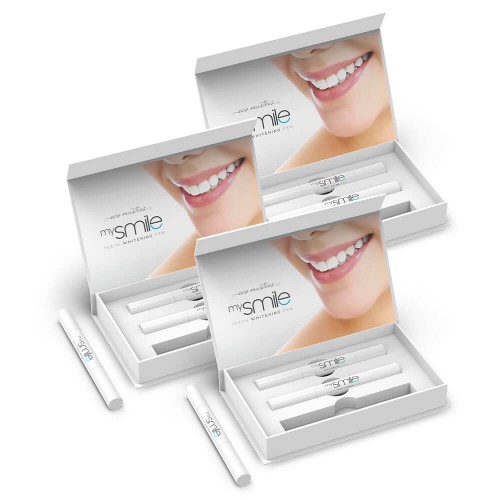 mysmile Tandblekningspenna - 3 Pack - Naturlig Tandblekning med tandblekningsgel - Lätt applicering med penna för vitare tänder hemma - 3 Pennor
