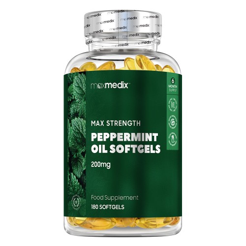 Maxmedix Peppermint Oil Softgels - Natural Supplement For Bad Breath - Soothing for the Stomach - 180 Rapid Release Softgels