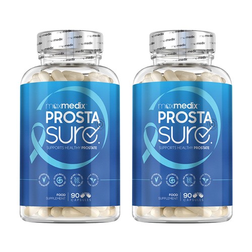 Maxmedix ProstaSURE - Tillskott för naturligt prostatastöd - Men beta-sitosterol & sågpalmetto - 180 veganska kapslar - 2-pack