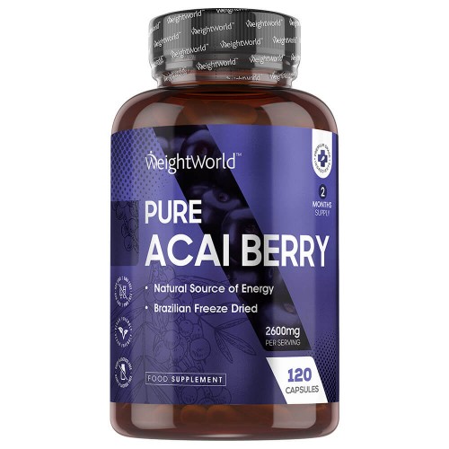 Pure Acai kapslar 2600 mg 120 Kapslar - För 2 månader - 100% Acai pure naturligt kosttillskott för viktminskning