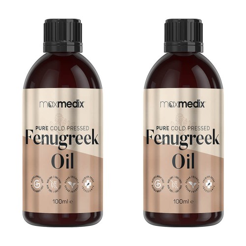 Fenugreek Oil - 2 Pack - För hjälp av kvinnlig bröstförstoring - Kallpressad bockhornsklöver olja - Naturlig källa av fytoöstrogen - 100 ml per flaska