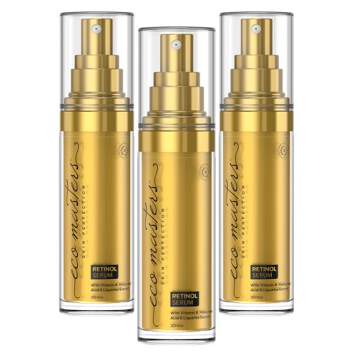 3 pack - Eco Masters Retinol Serum mot rynkor i ansiktet stödjer den naturliga kollagenproduktionen och återfuktar huden. Med retinol, jojoba & hyalur