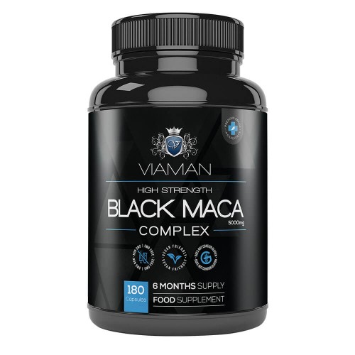 Viaman Black Maca kapslar - 2500 mg 180 Kapslar för 6 månaders förbrukning Virilitetsökande kapslar från Viaman - För ökad lust, prestanda