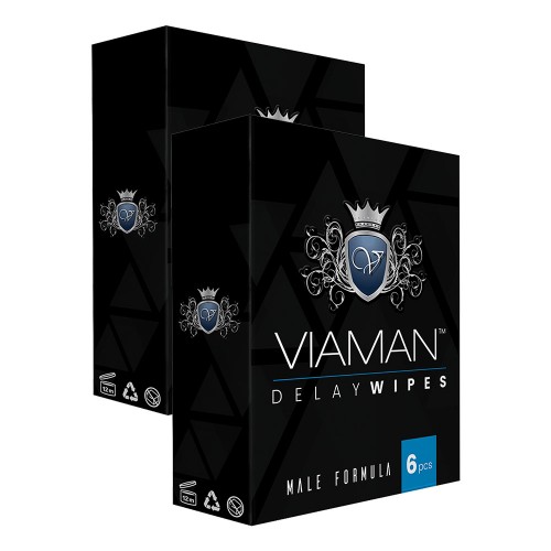 Viaman Delay Fördröjningsservetter - 2 Pack - Mot för tidig utlösning - Naturlig servett som strävar att motverka prematur ejakulation - 2x6 servetter