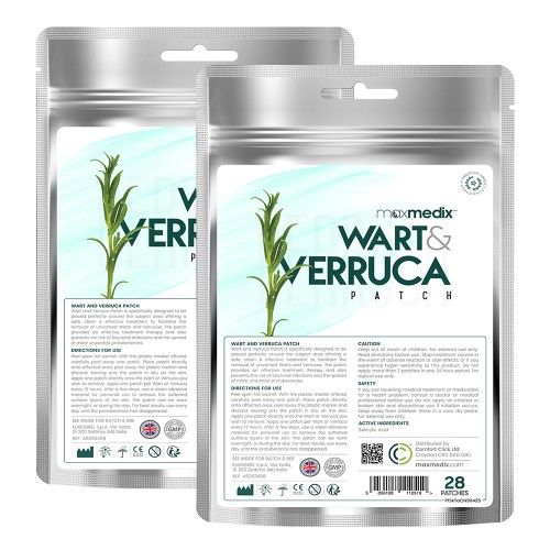 Wart Patches - 2 Pack - Hygiensikt & kladdfritt vårtmedel - 2x28 vårtplåster med salicylsyra - Ta bort vårtor hemma med enkelt plåster för vårta